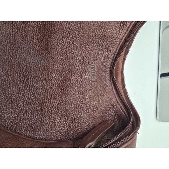 Tignanello Dark Brown Leather Hobo Shoulder Bag With Zipper Pockets & Spacious I - Picture 5 of 7